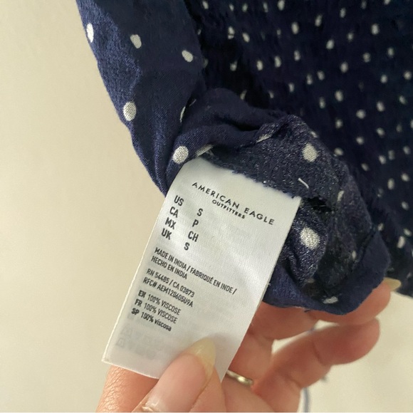 American eagle lace up polka dot puff sleeve top - Picture 5 of 5